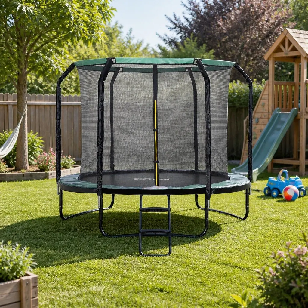 Round Trampoline with Safety Net and Ladder