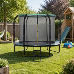 Durable Round Trampoline with Safety Net and Ladder