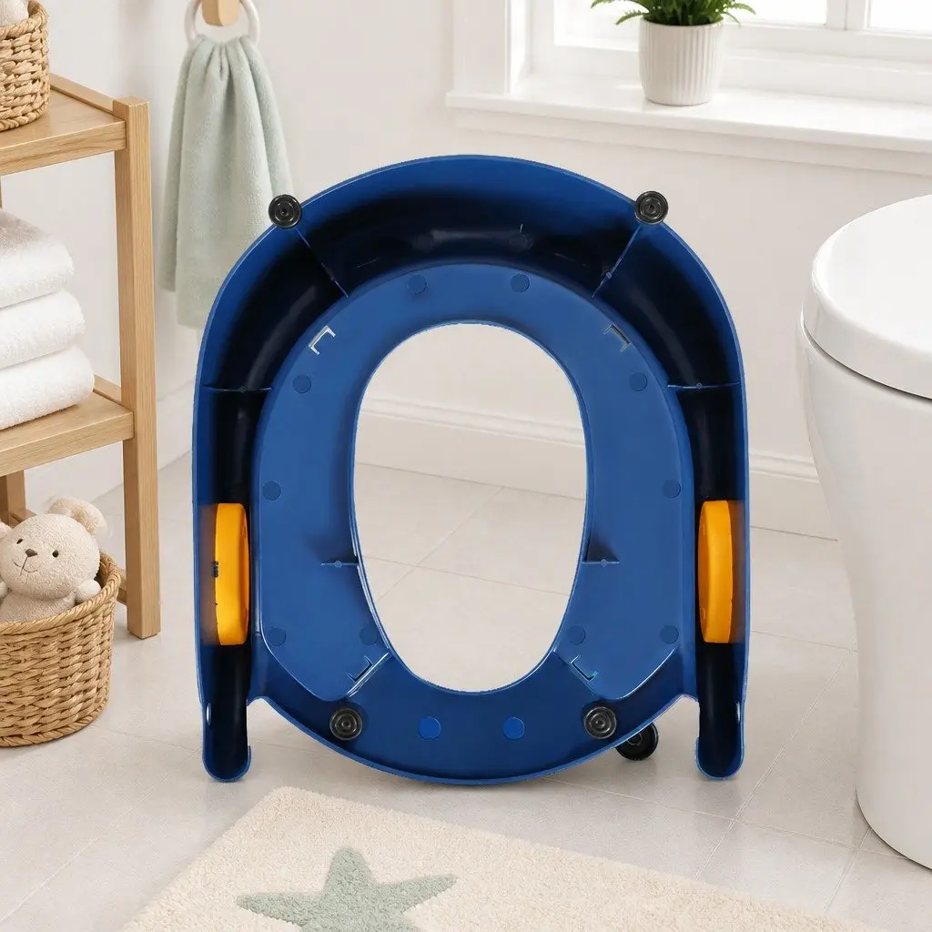 Kids Toilet Ladder Step Stool Training Seat Potty Chair Foldable Toddler Blue