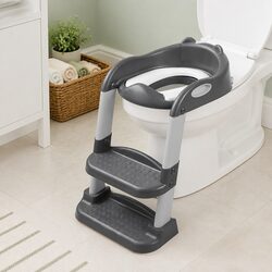 Kids Toilet Ladder Step Stool Seat Foldable Potty Training Toddler Grey