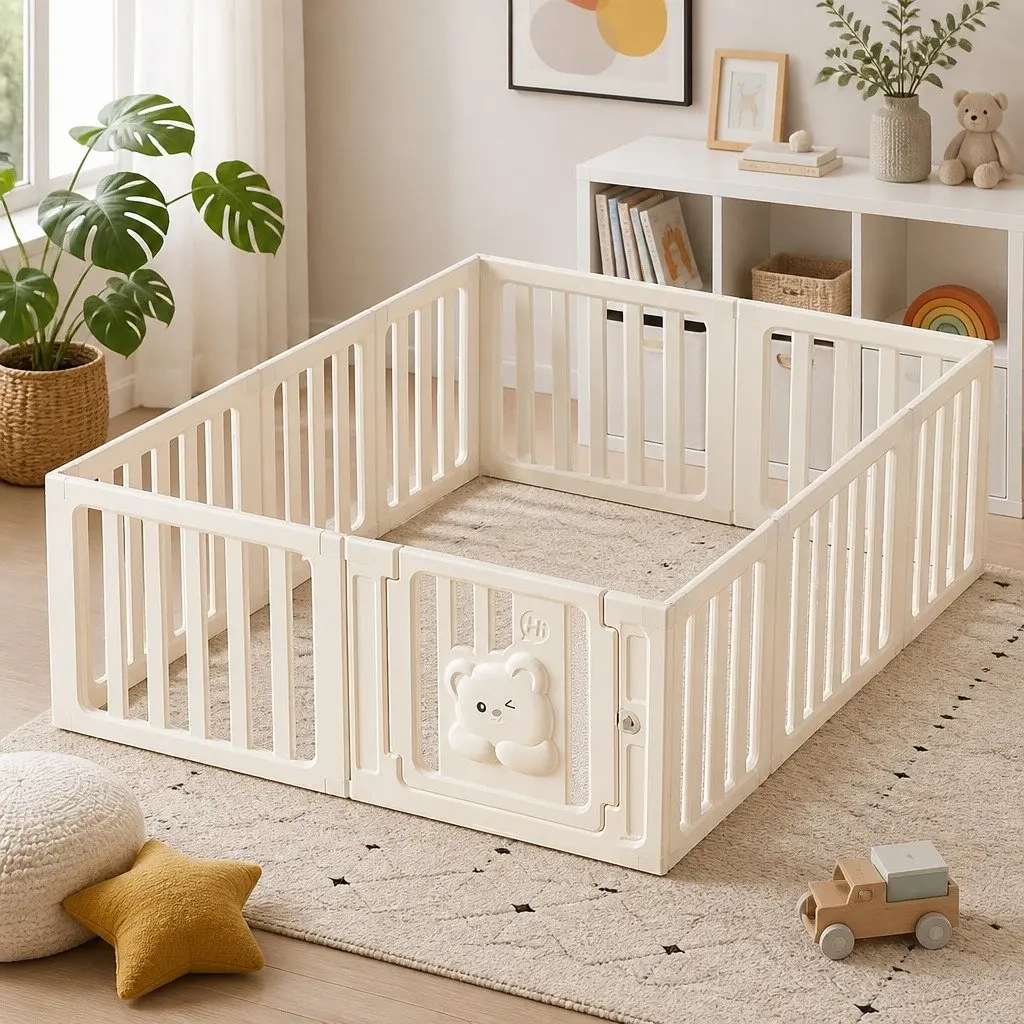 Kids Playpen HDPE 10 Panels 61cm White
