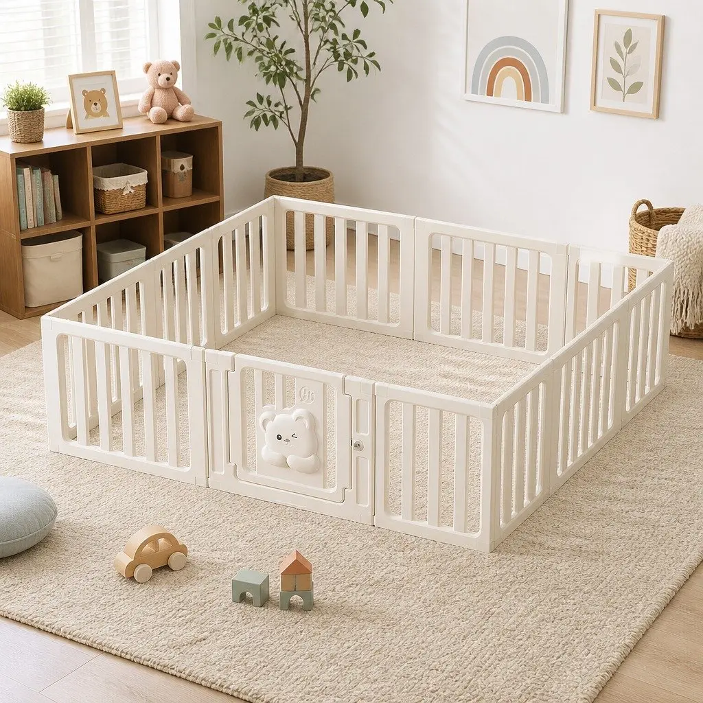 Kids Playpen HDPE 12 Panel Indoor Outdoor White