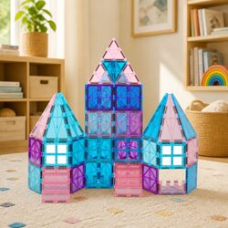 100-Piece Kids Magnetic Tiles Blocks for Creative Play