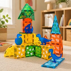 Kids Magnetic Tiles Dinosaur Building Blocks STEM Learning 60 Pieces