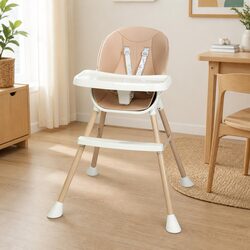 6-In-1 Baby High Chair Removable Double-Layer Tray Safety Harness Pink