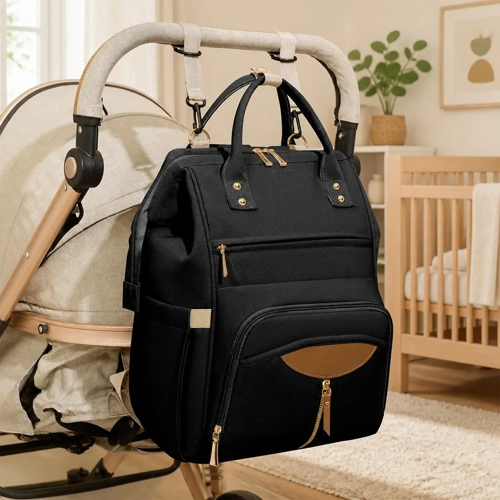Mummy Backpack Oxford Fabric 28cm W x 18cm D x 40cm H Black