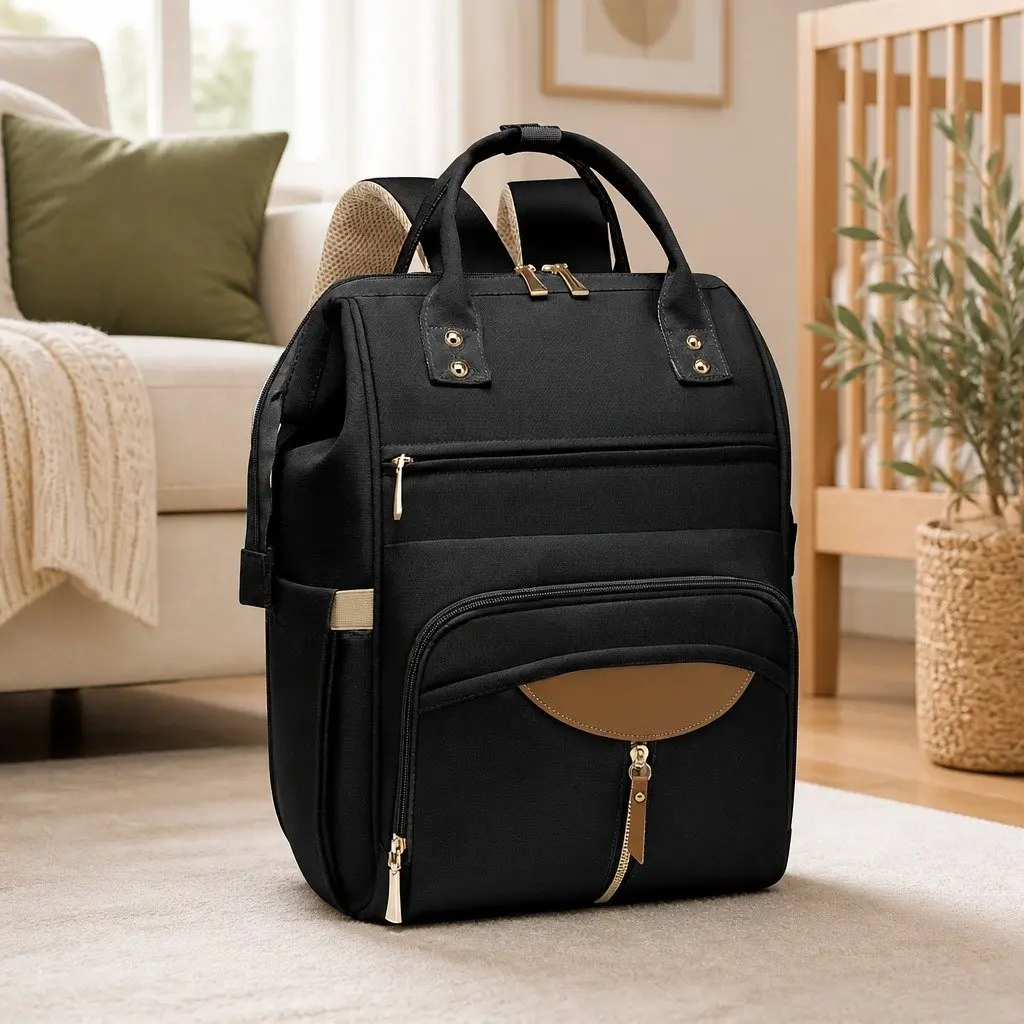 Mummy Backpack Oxford Fabric 28cm W x 18cm D x 40cm H Black