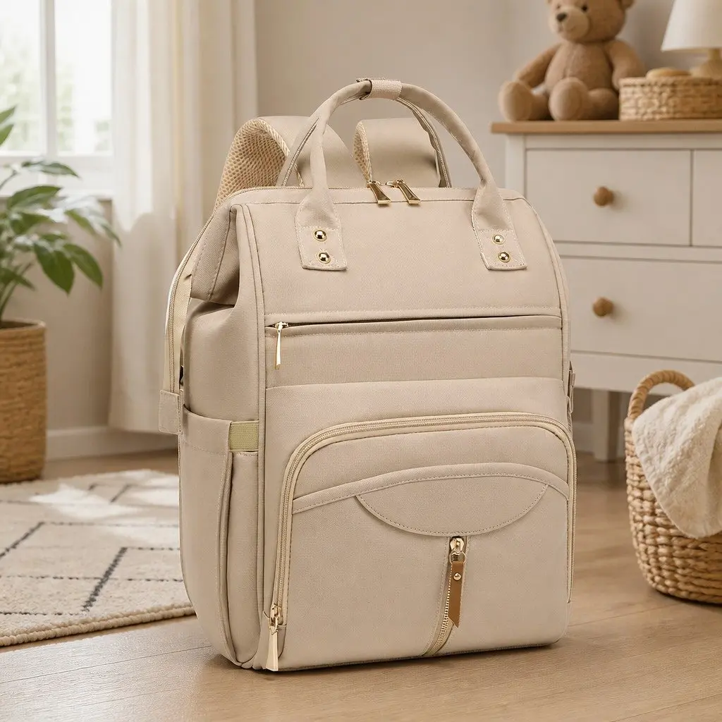 Mummy Backpack Oxford Fabric 28cm W x 18cm D x 40cm H Khaki