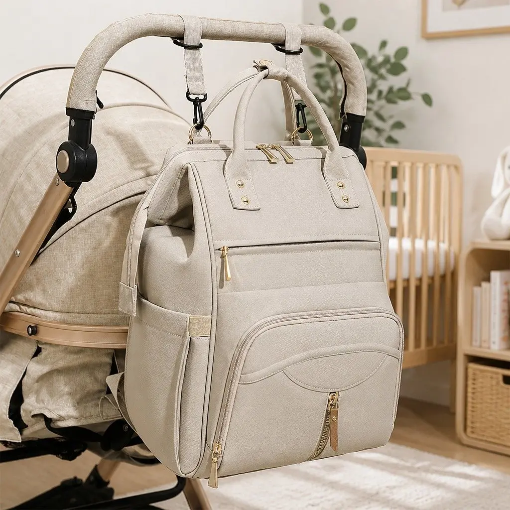 Mummy Backpack Oxford Fabric 28cm W x 18cm D x 40cm H Khaki