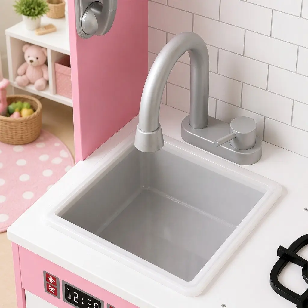 Wooden Kids Kitchen Set Pretend Play Cooking Toy with Microwave Oven Sink Stove