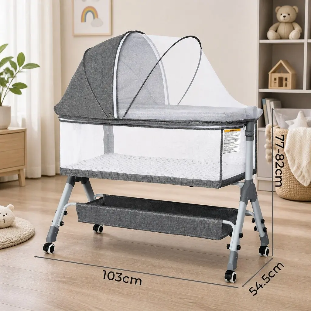 Adjustable Baby Bassinet Cot Bed with Portable Wheels