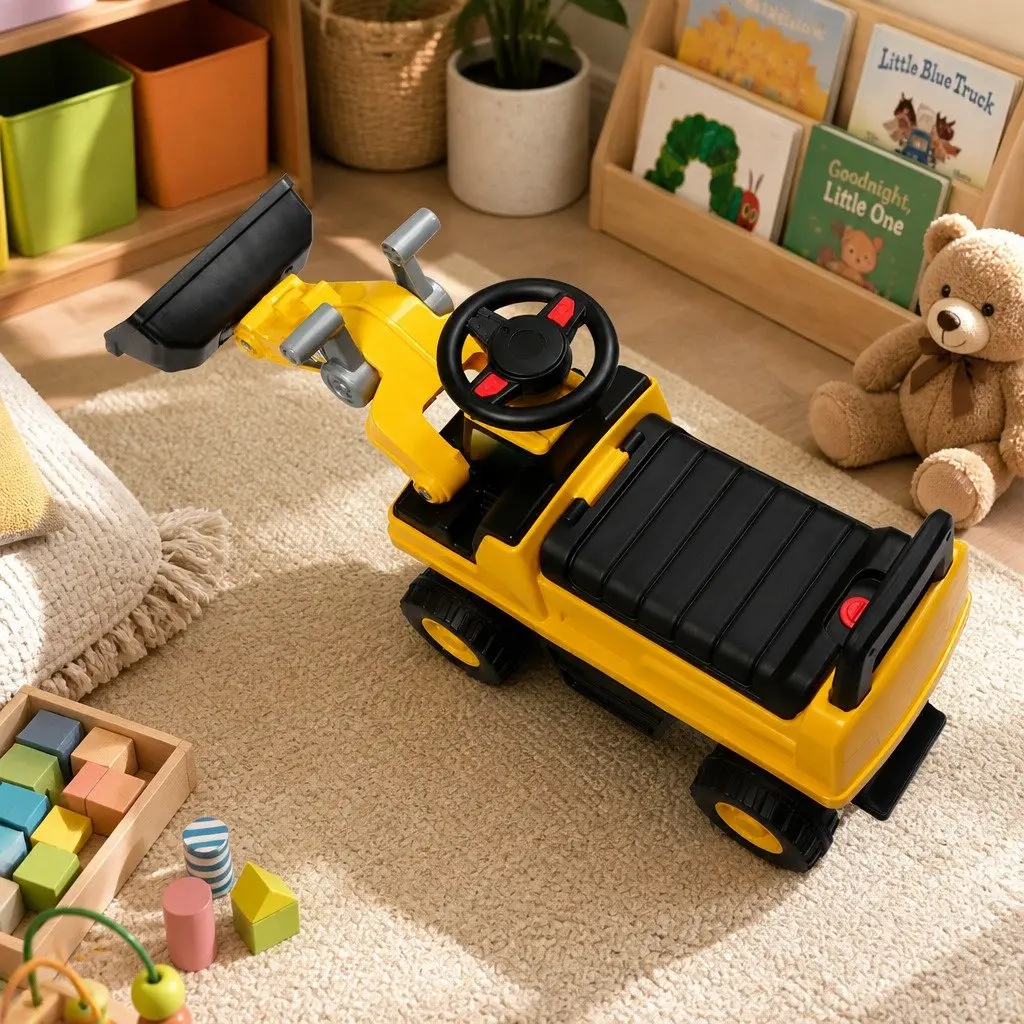 Kids Ride-On Excavator Toy Scoop Digger Indoor Outdoor Play Learning Machine