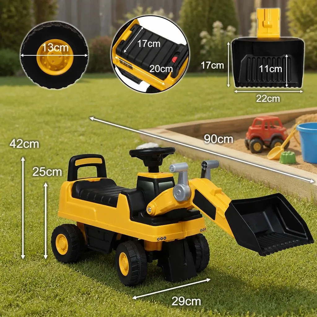 Kids Ride-On Excavator Toy Scoop Digger Indoor Outdoor Play Learning Machine