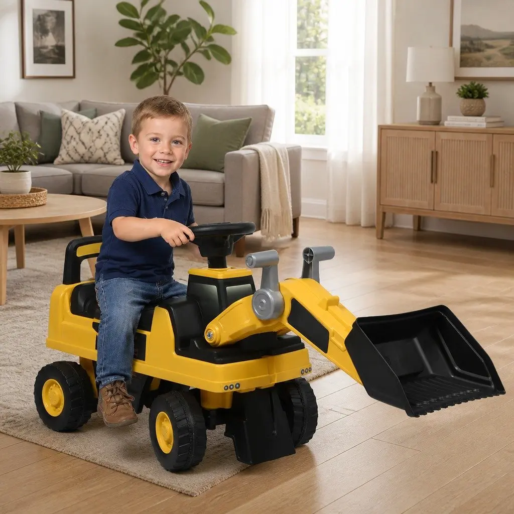Kids Ride-On Excavator Toy Scoop Digger Indoor Outdoor Play Learning Machine
