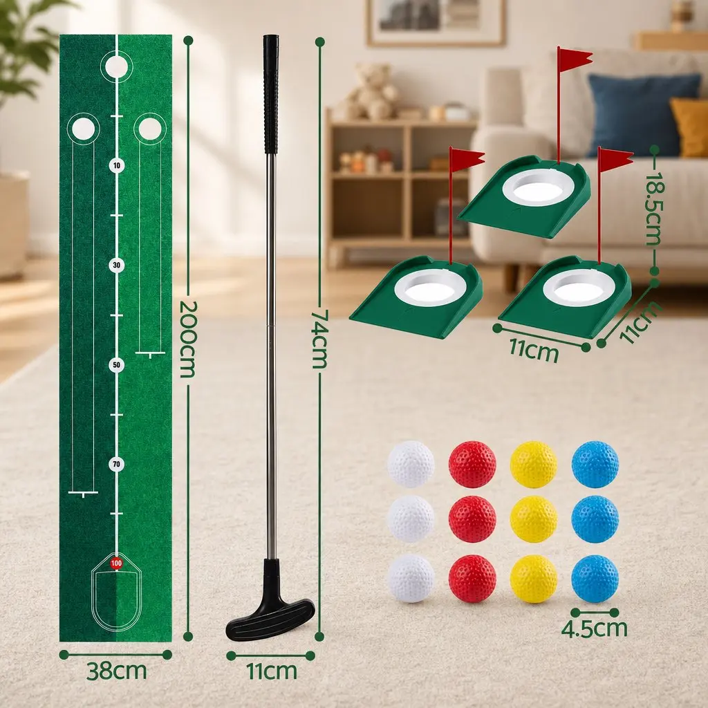 Kids Golf Putting Set with Mat, Putter, and Balls