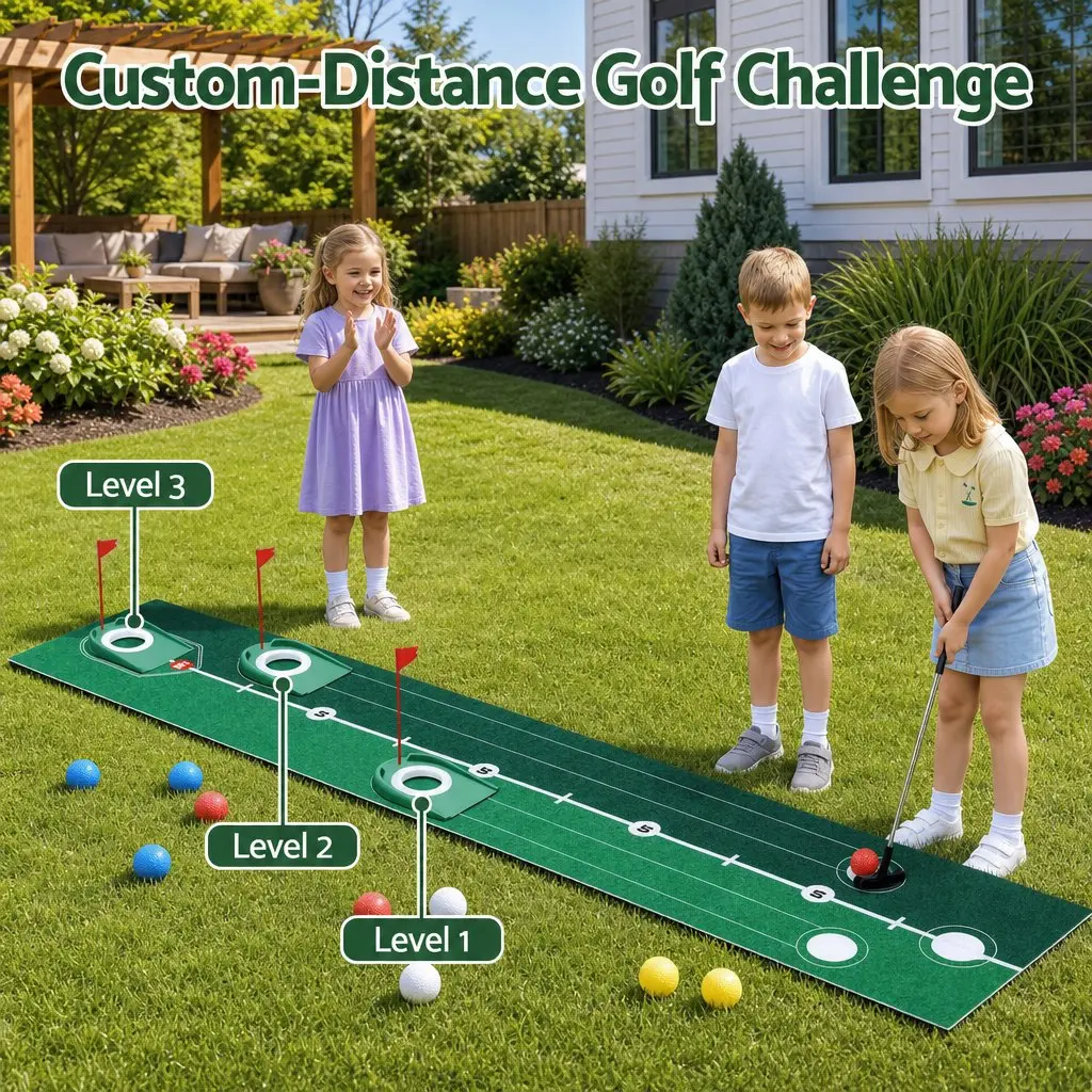 Kids Golf Putting Set with Mat, Putter, and Balls