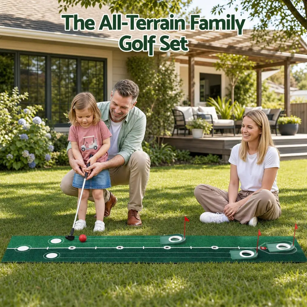Kids Golf Putting Set with Mat, Putter, and Balls