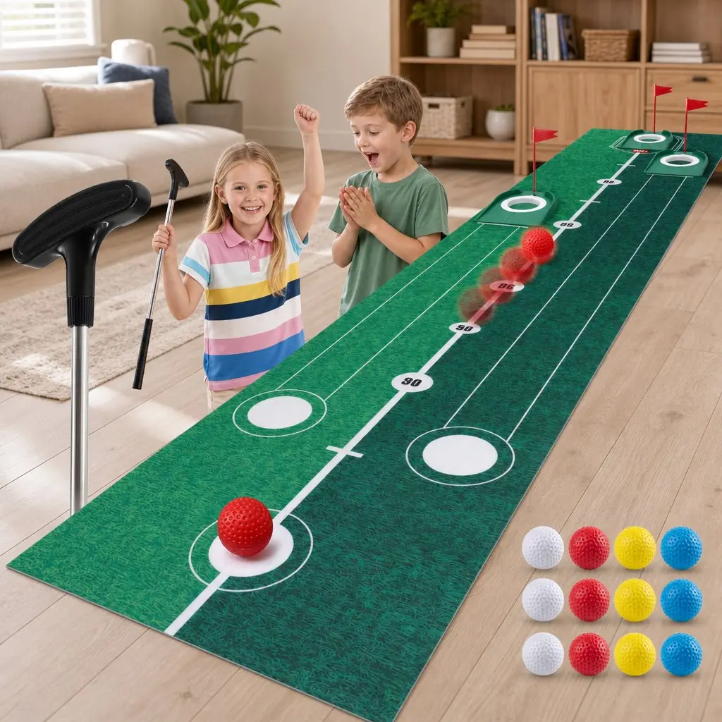Kids Golf Putting Set with Mat, Putter, and Balls