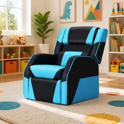 Kids Recliner Chair PU Leather Gaming Sofa Lounge Couch Children Armchair Black