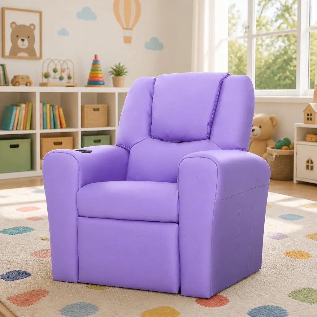 Kids Recliner Chair in Purple PU Leather
