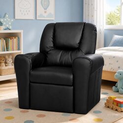Children's Recliner Chair Black Lounge Sofa with Cup Holder