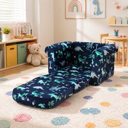 Premium Kids Sofa 1 Seater Lounger for Children Navy Blue