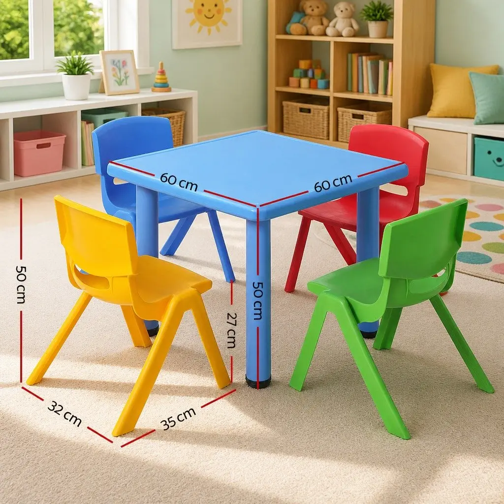 5-Piece Kids Table and Chairs Set for Study and Play