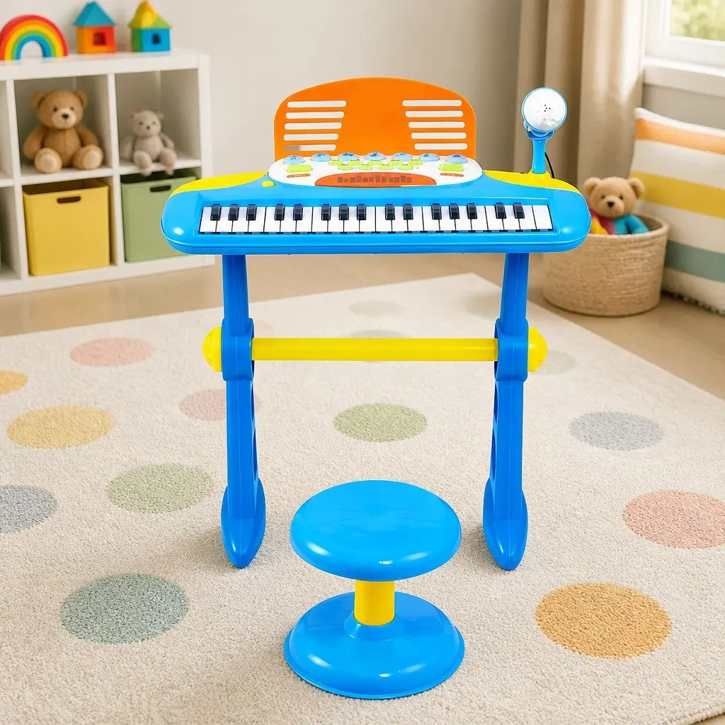 Kids Piano Keyboard PP 37 Keys Blue with Stool