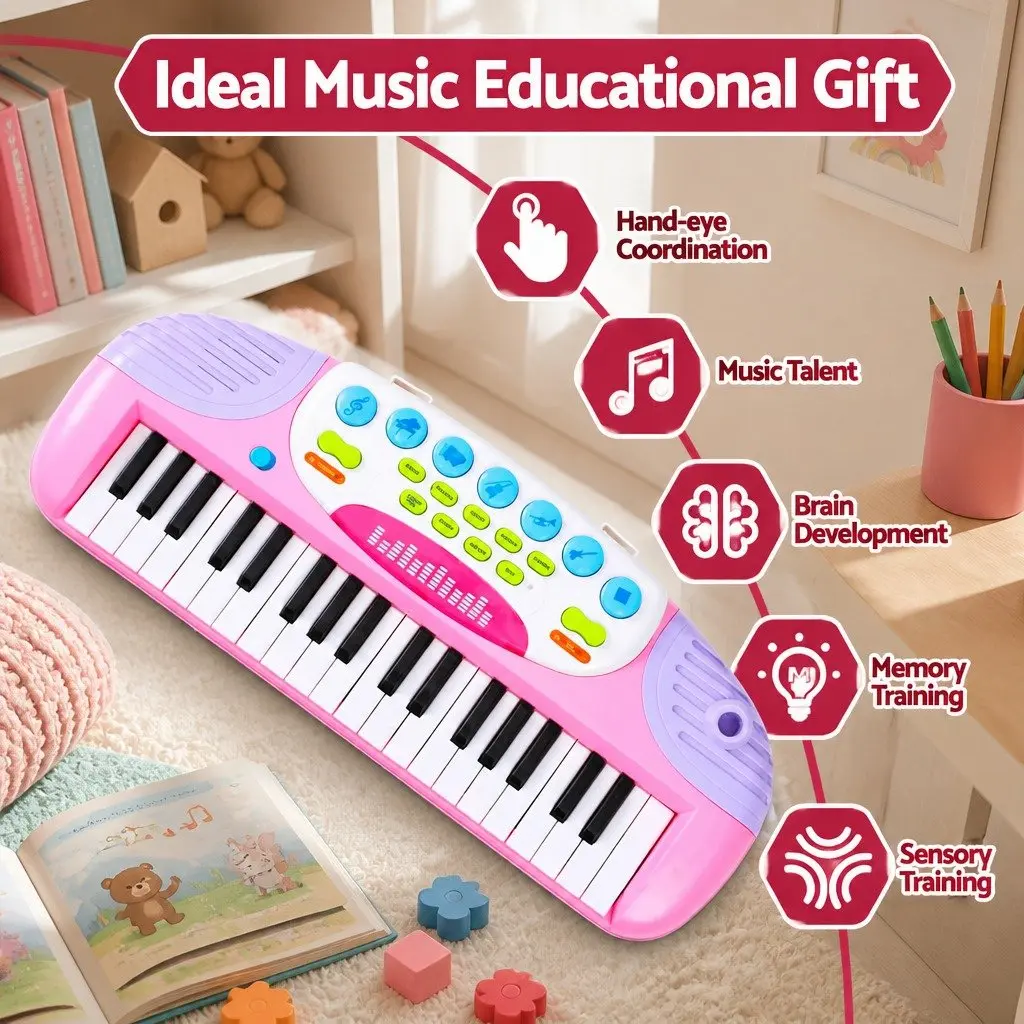 37-Key Kids Piano Keyboard Set with Stool