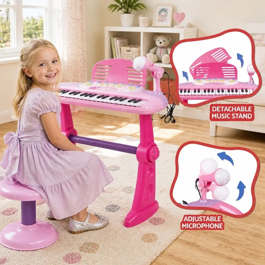 37-Key Kids Piano Keyboard Set with Stool