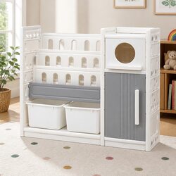 3-Tier Kids Bookshelf with Removable Toy Storage Bins