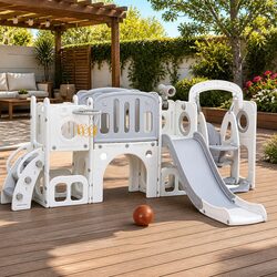 4-in-1 Outdoor Play Set with Swing, Slide, and More