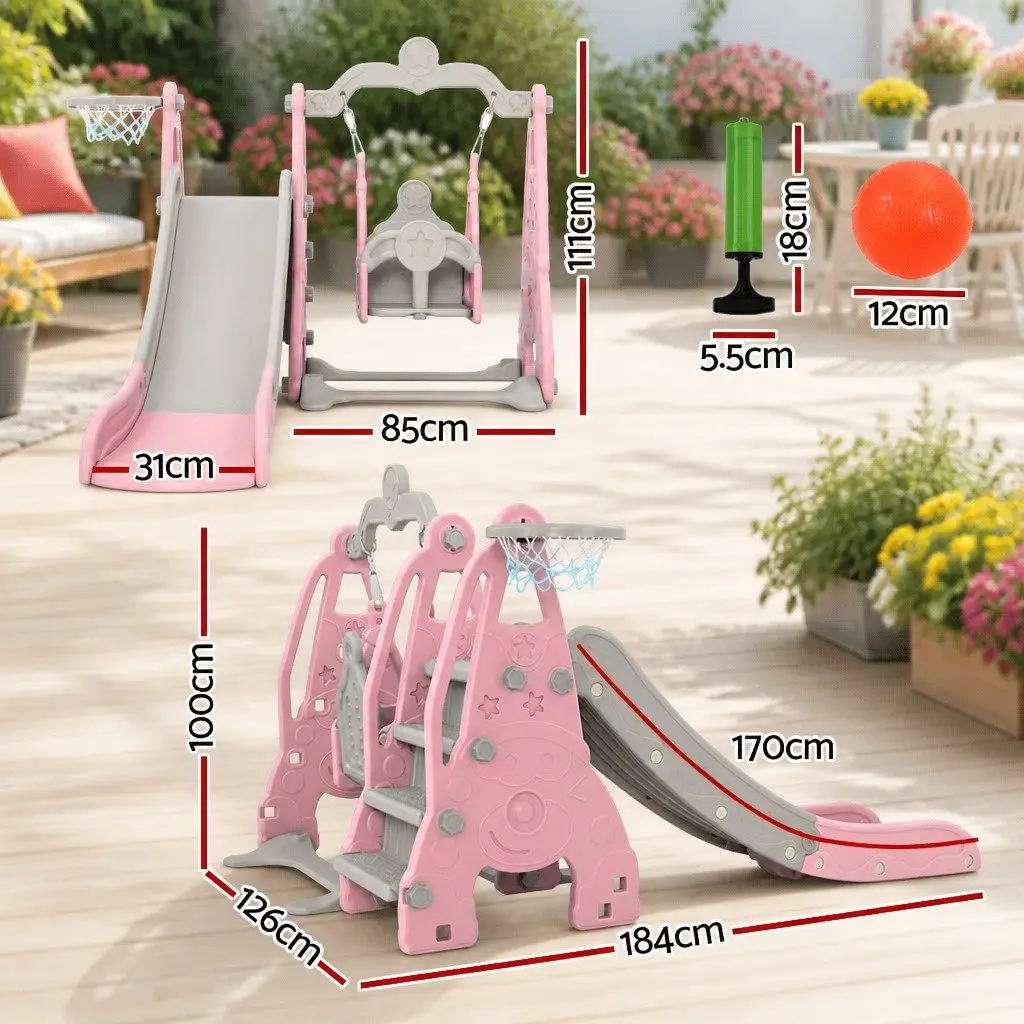Kids Swing Slide Set High-Density Polyethylene 184cm x 126cm x 111cm Blue