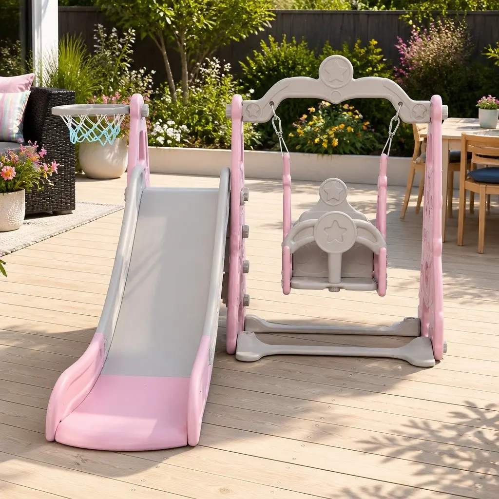 Kids Swing Slide Set High-Density Polyethylene 184cm x 126cm x 111cm Blue