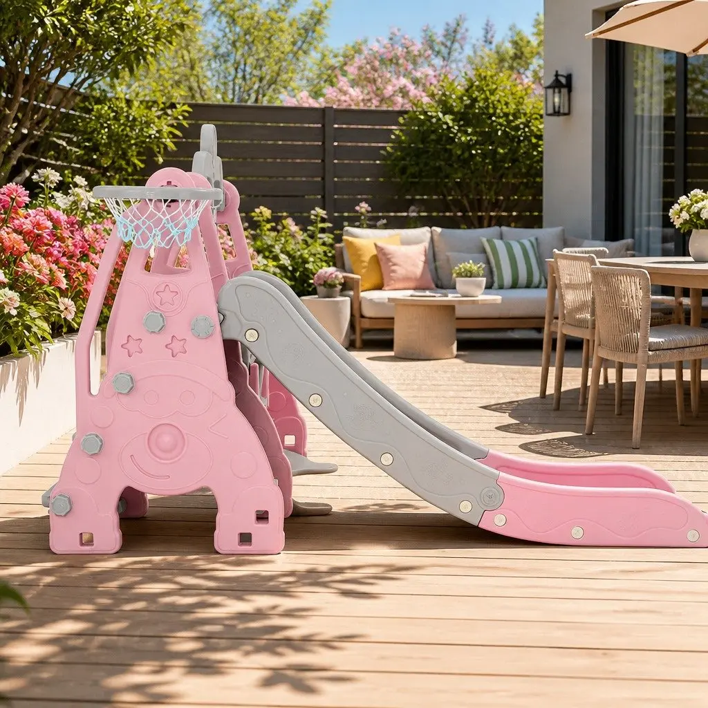 Kids Swing Slide Set High-Density Polyethylene 184cm x 126cm x 111cm Blue