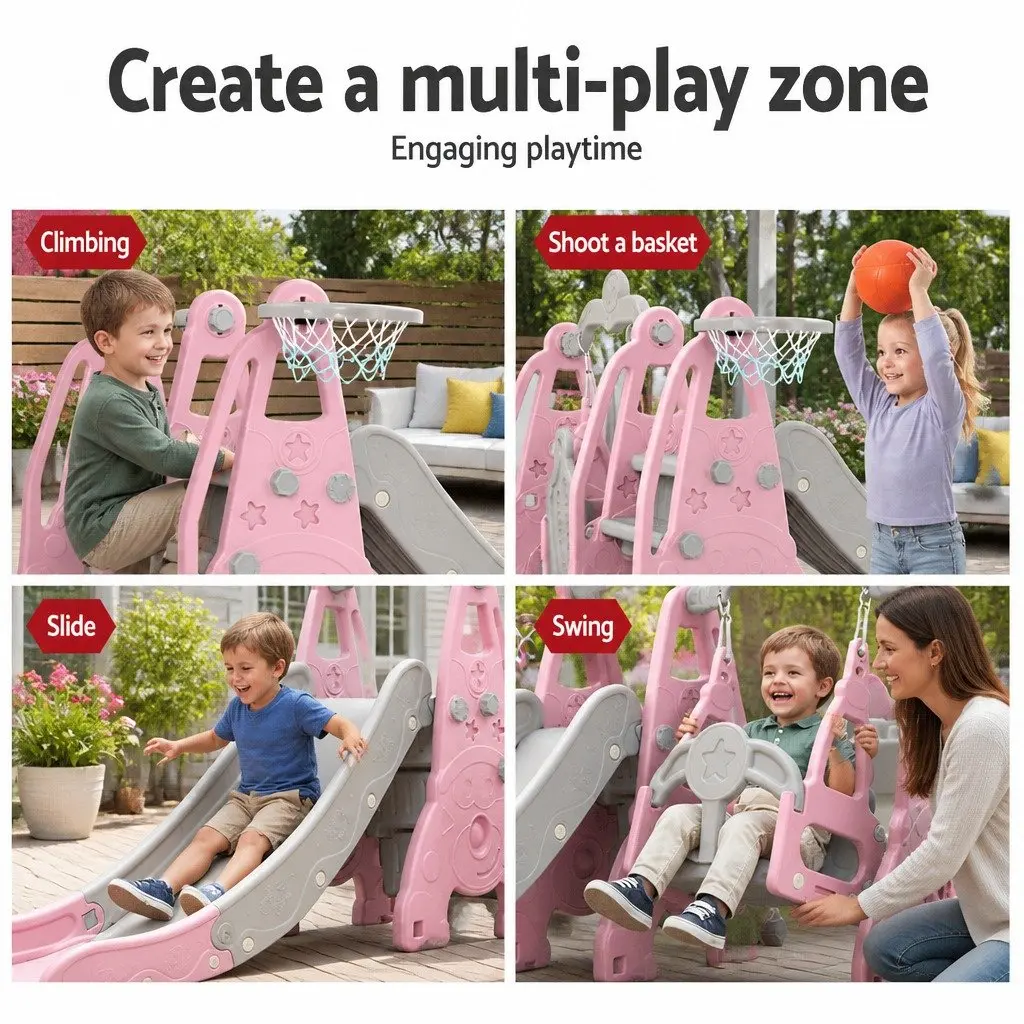 Kids Swing Slide Set High-Density Polyethylene 184cm x 126cm x 111cm Blue