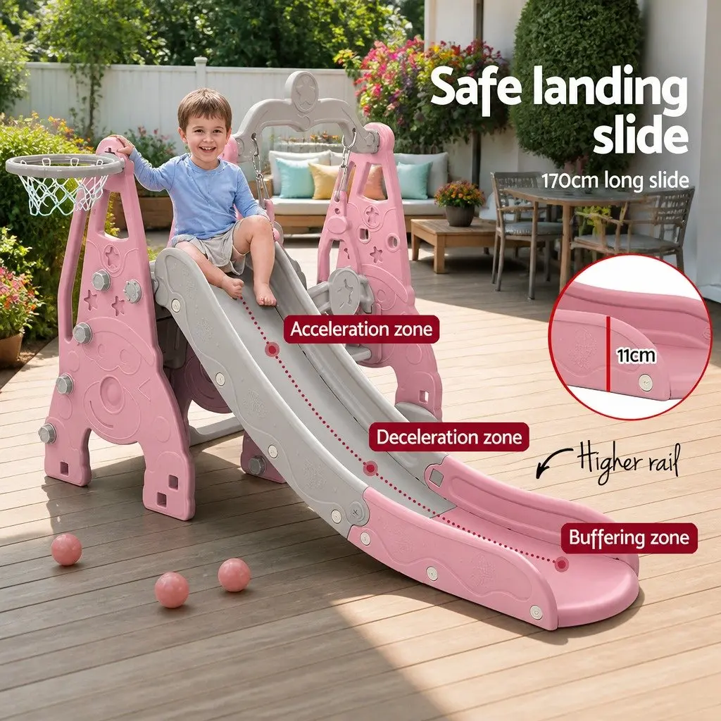 Kids Swing Slide Set High-Density Polyethylene 184cm x 126cm x 111cm Blue