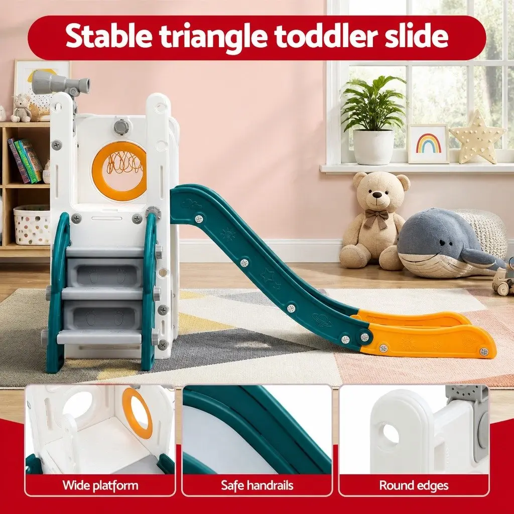 Kids Slide Set HDPE 130 cm Green Yellow White