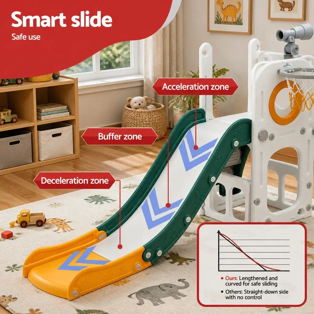Kids Slide Set HDPE 130 cm Green Yellow White
