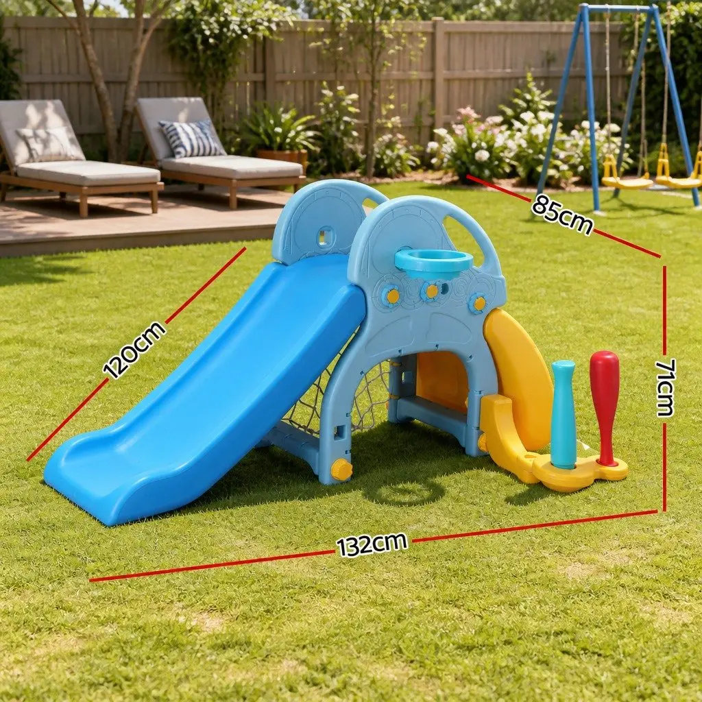 Kids Slide Set High-density Polyethylene 85cm x 132cm x 71cm Blue and Yellow