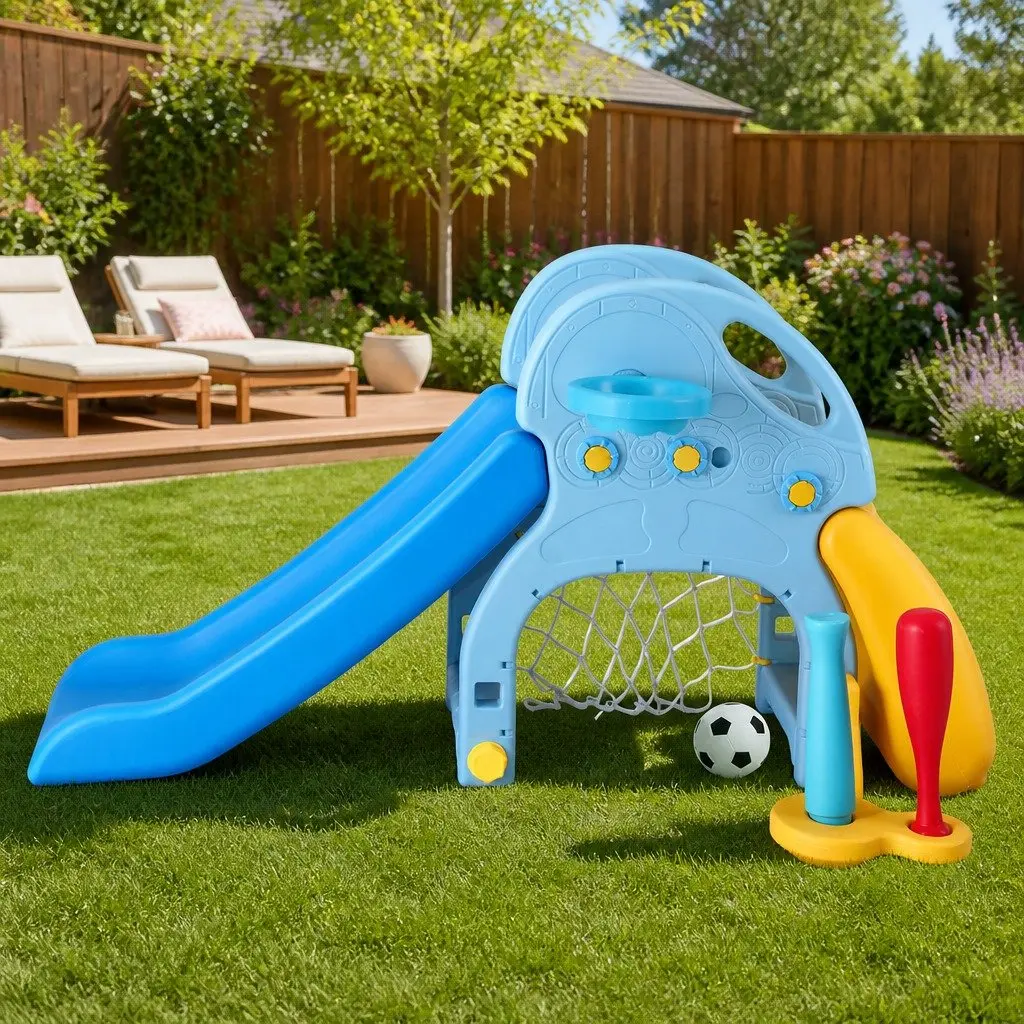Kids Slide Set High-density Polyethylene 85cm x 132cm x 71cm Blue and Yellow