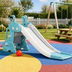 Durable Kids Slide Set with Basketball Hoop and Ring Game