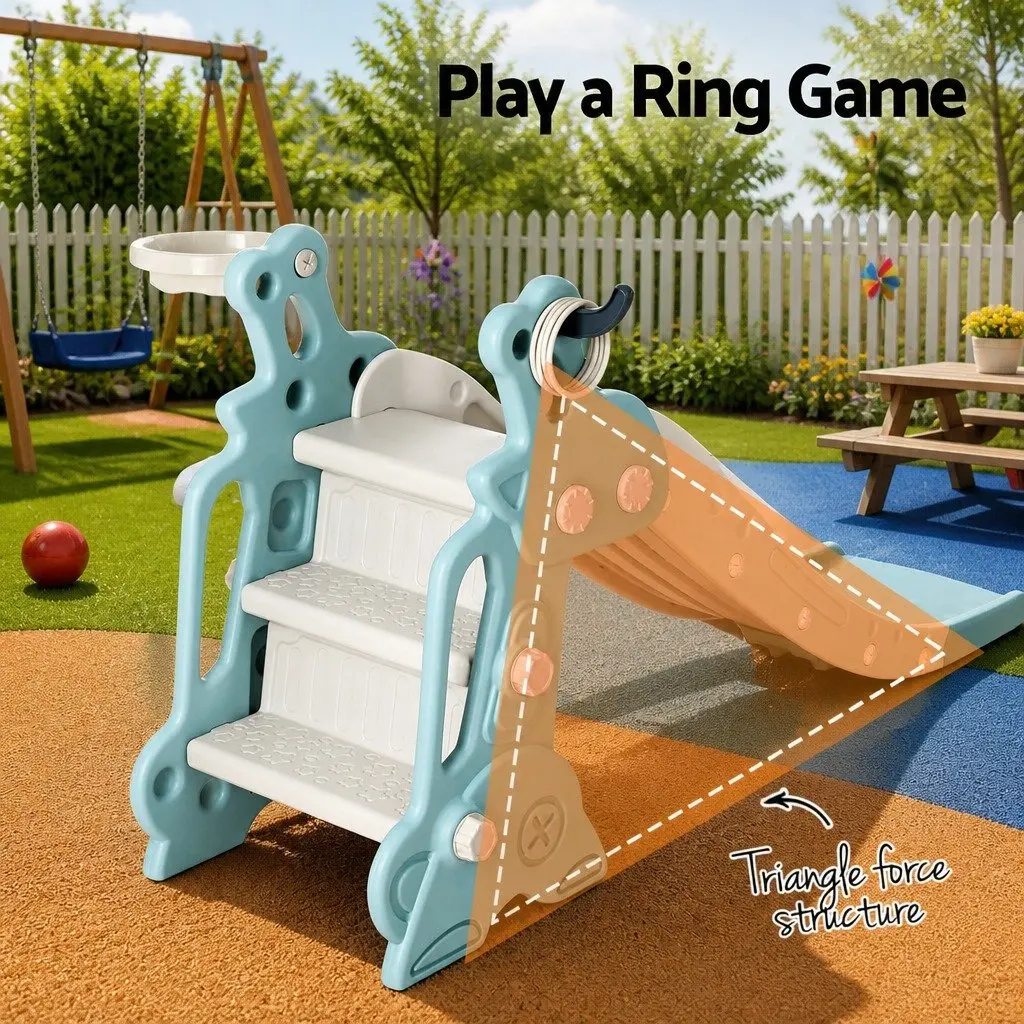 Kids Slide Set High-density Polyethylene 140cm Blue