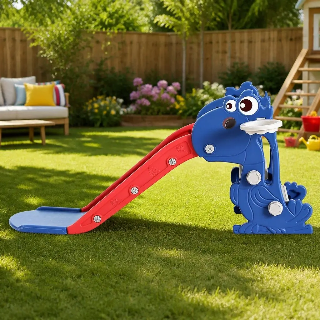 Kids Slide Set with Basketball Hoop for Outdoor Fun