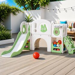 3-in-1 Kids Slide Swing Set with Telescope and Ball Hoop