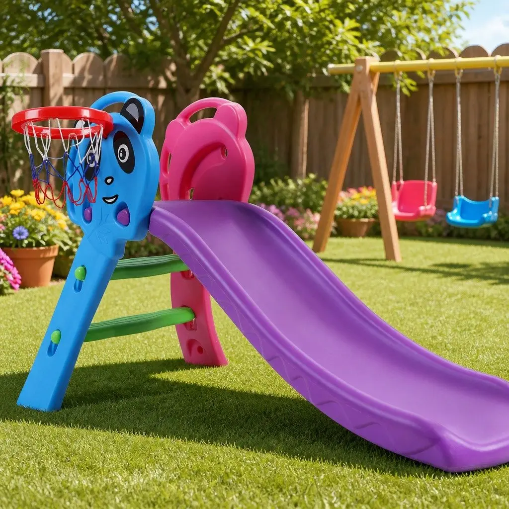 Kids Slide Set with Basketball Hoop 100cm