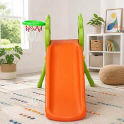 Durable 2-in-1 Kids Slide and Basketball Hoop Set