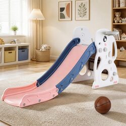 Premium Kids Slide Set with Basketball Hoop for Fun