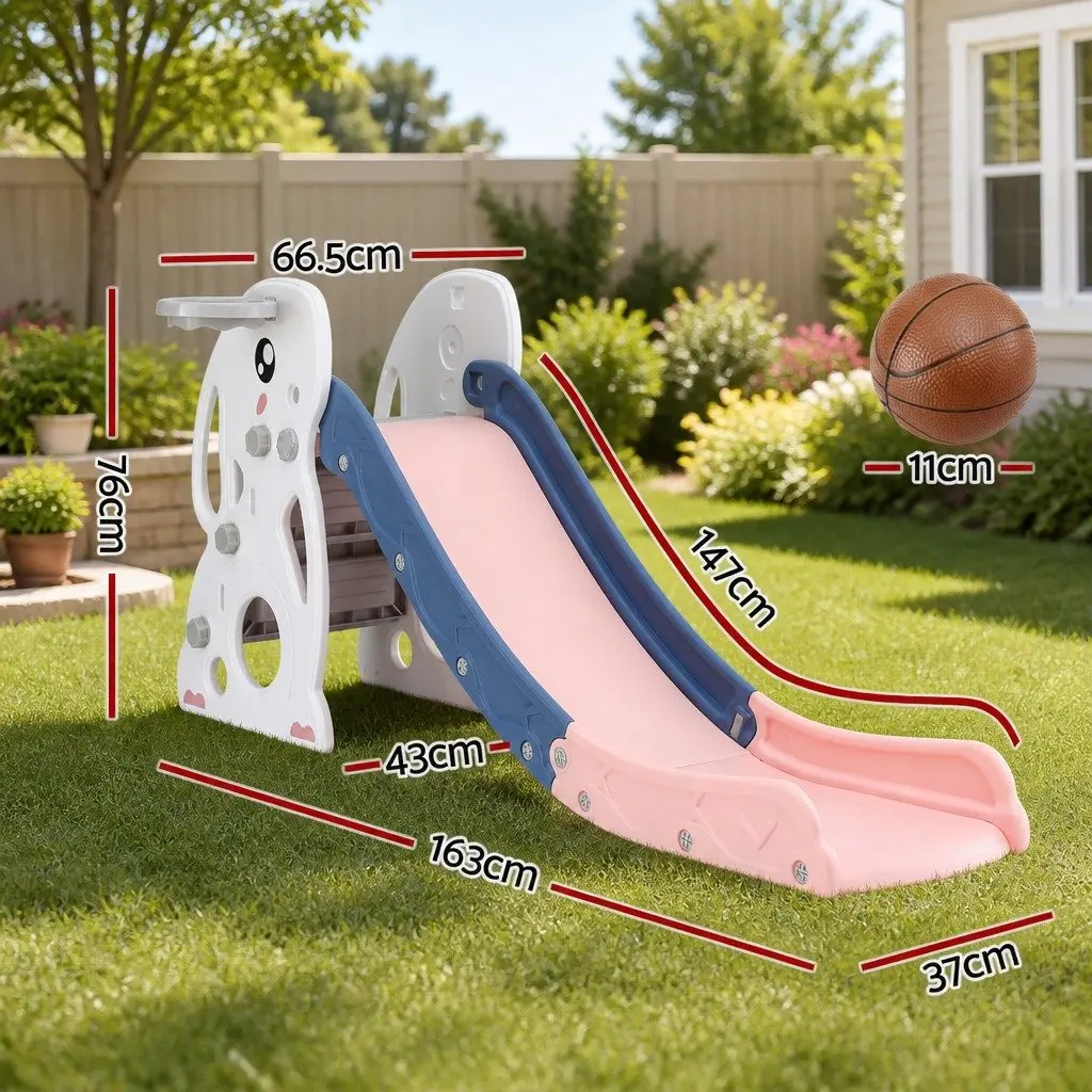 Kids Slide Set Activity Toy High-density Polyethylene 147cm Yellow Green White Pink
