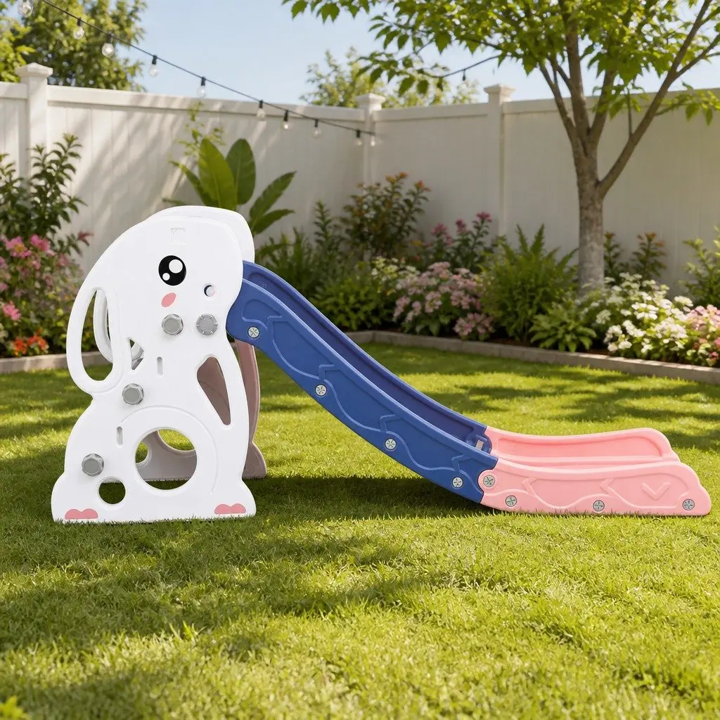 Kids Slide Set Activity Toy High-density Polyethylene 147cm Yellow Green White Pink
